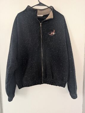 Black Full-Zip Men's Jacket with Embroidered Bald Eagle Made In USA